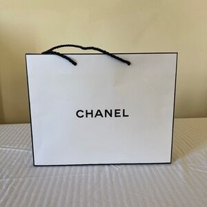 Chanel White  Paper Shopping Bag  Designer Fashion Collectible